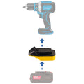 Bauer 20V to Hercules 20V battery adapter - compatibility diagram showing battery, adapter and hammer drill