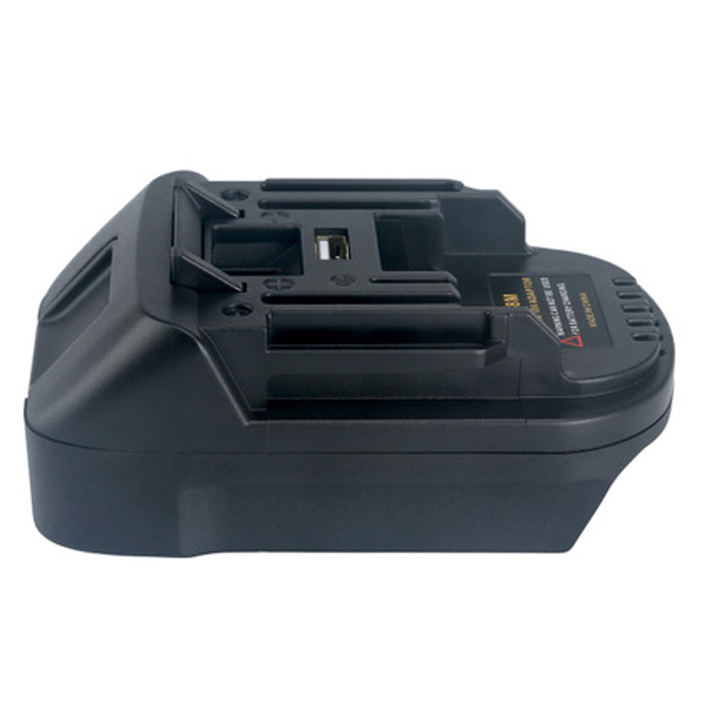 Black and Decker 20V to RIDGID Plumbing battery adapter - front view of the RIDGID tool-side connection with USB-A port