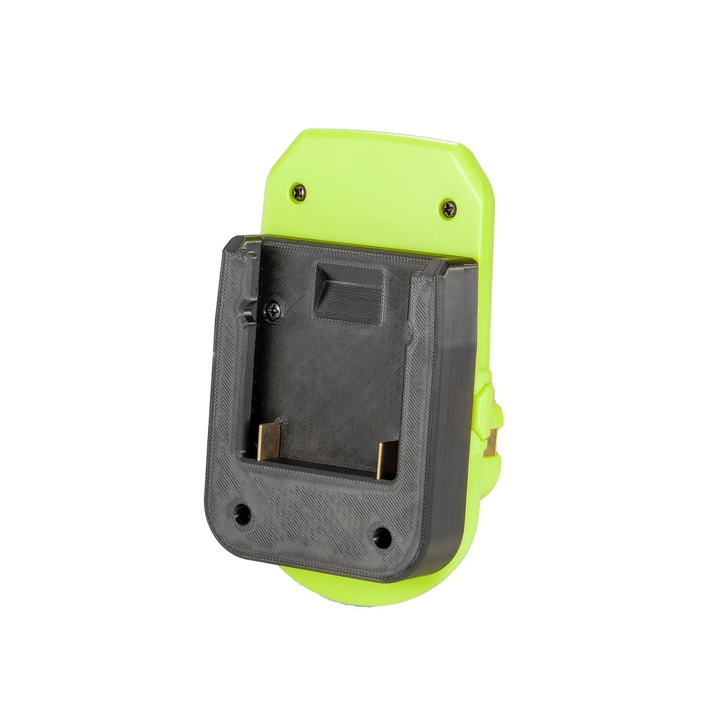 Bosch 18V GBA (Blue) to Ryobi 18V ONE+ battery adapter - battery-side connection with twin copper blades and guide channel