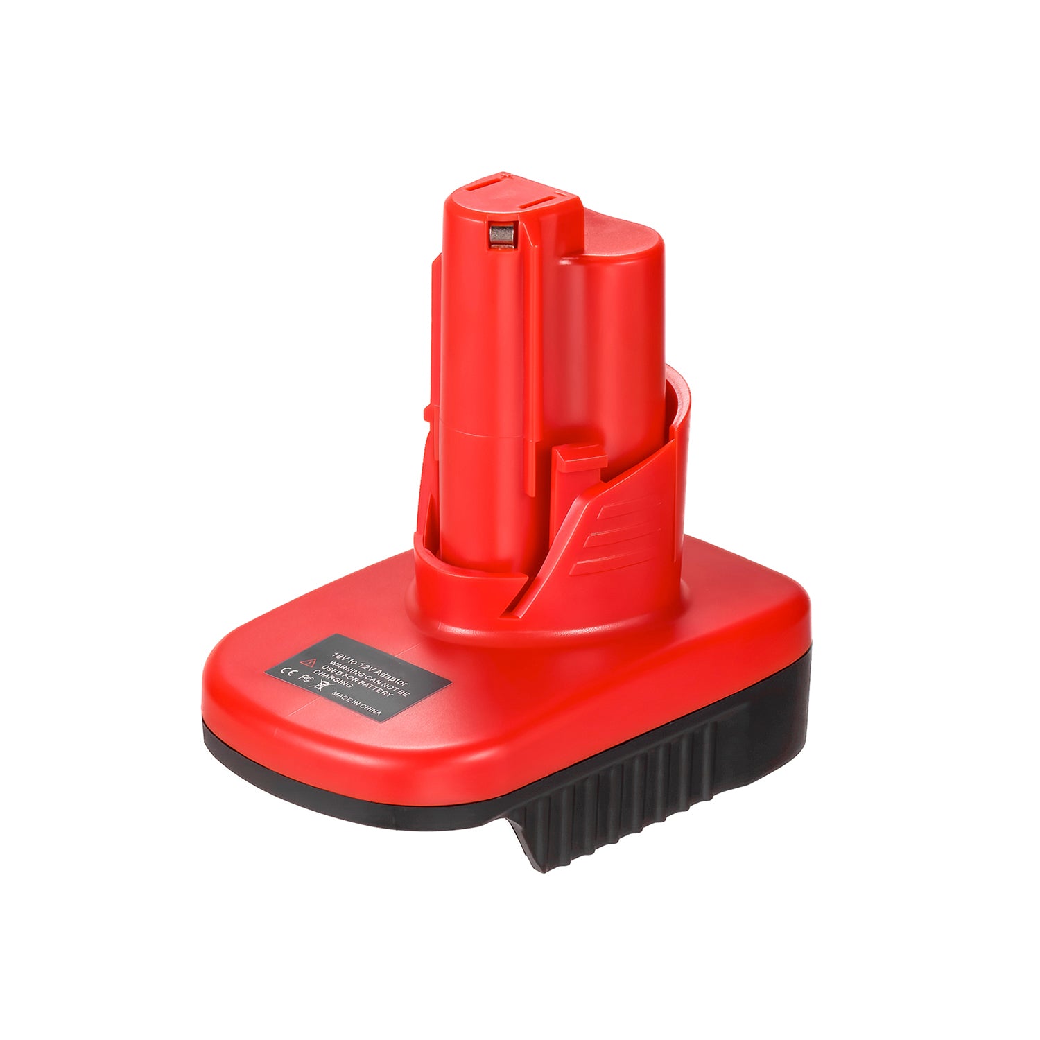 Makita 18V LXT to Milwaukee M12 battery adapter - Milwaukee tool-side stem over the black battery-side base