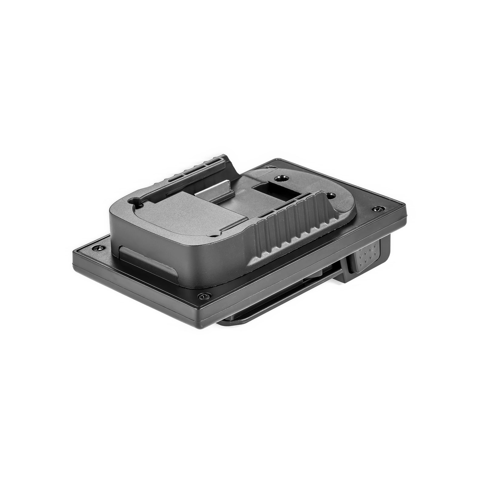 Makita 18V LXT to Hoover 20V ONEPWR battery adapter - battery-side connection with guide rails and copper terminal slots
