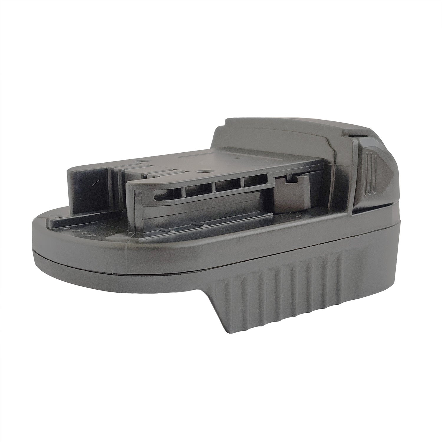Makita 18V LXT to Milwaukee M18 battery adapter - Milwaukee tool-side rail, ribbed grip below