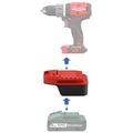 Masterforce 20V to Craftsman 20V battery adapter - compatibility diagram showing battery, adapter and drill driver