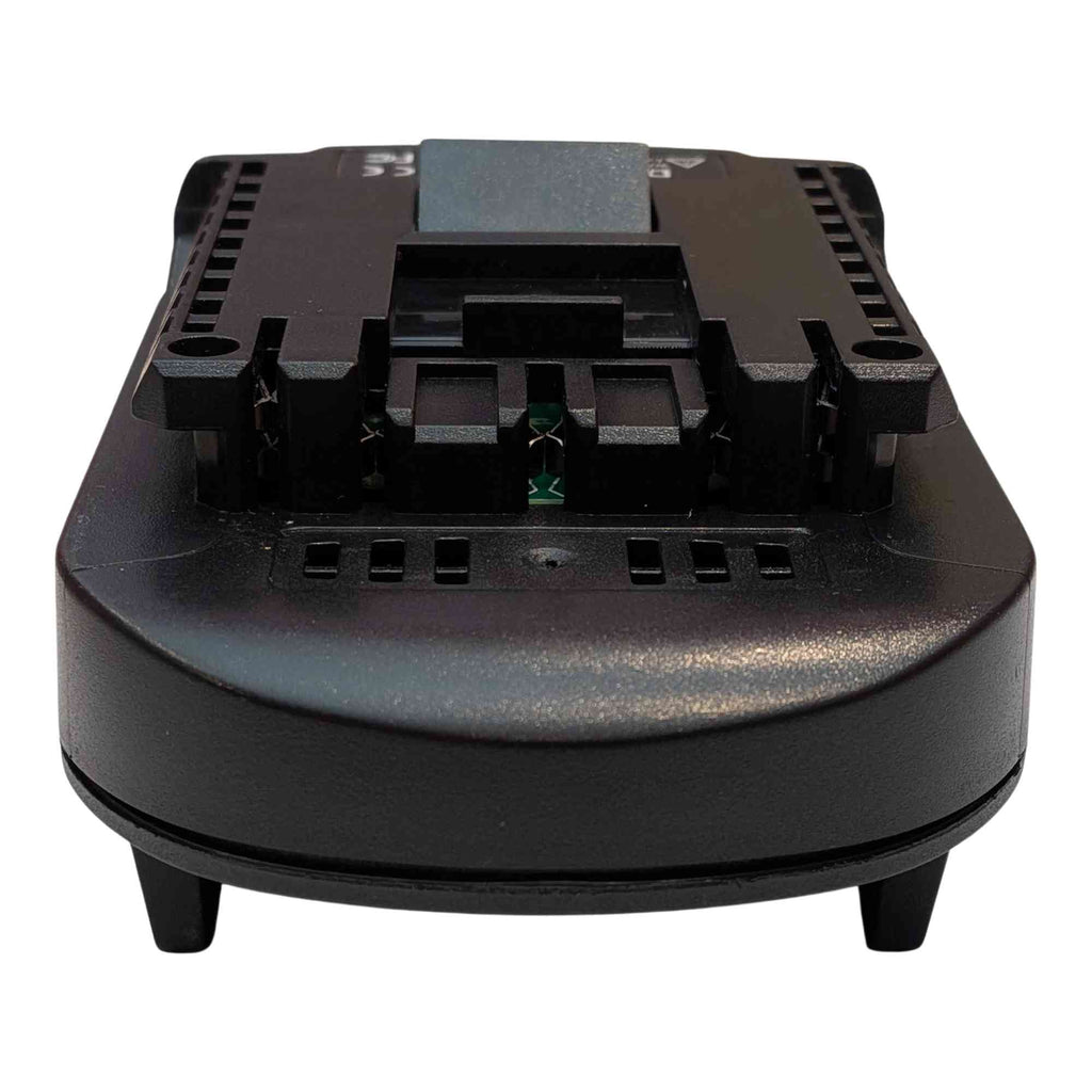 Milwaukee M18 to Bosch 18V GBA (Blue) battery adapter - head-on view of the Bosch tool-side connection, terminal slots