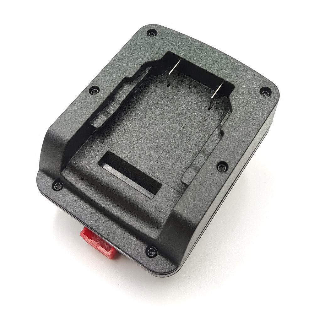 Milwaukee M18 to Bosch 18V PBA (Green) battery adapter - battery-side connection with twin terminal blades and a latch slot