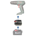 Milwaukee M18 to Bosch 18V PBA (Green) battery adapter - compatibility diagram showing battery, adapter and drill driver