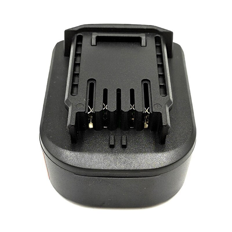 Milwaukee M18 to CAT 18V battery adapter - CAT tool-side connection, five spring-clip terminal slots with copper contacts