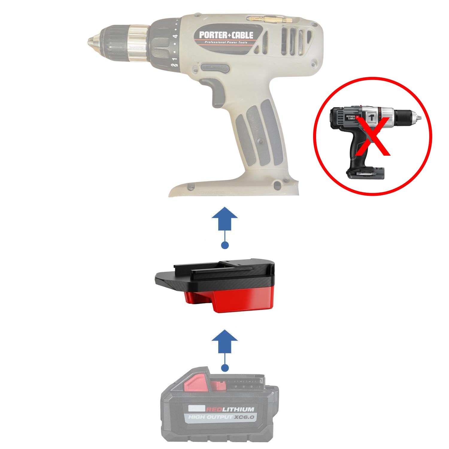 Milwaukee 18V to Porter Cable 19.2V Ni-Cd Battery Adapter