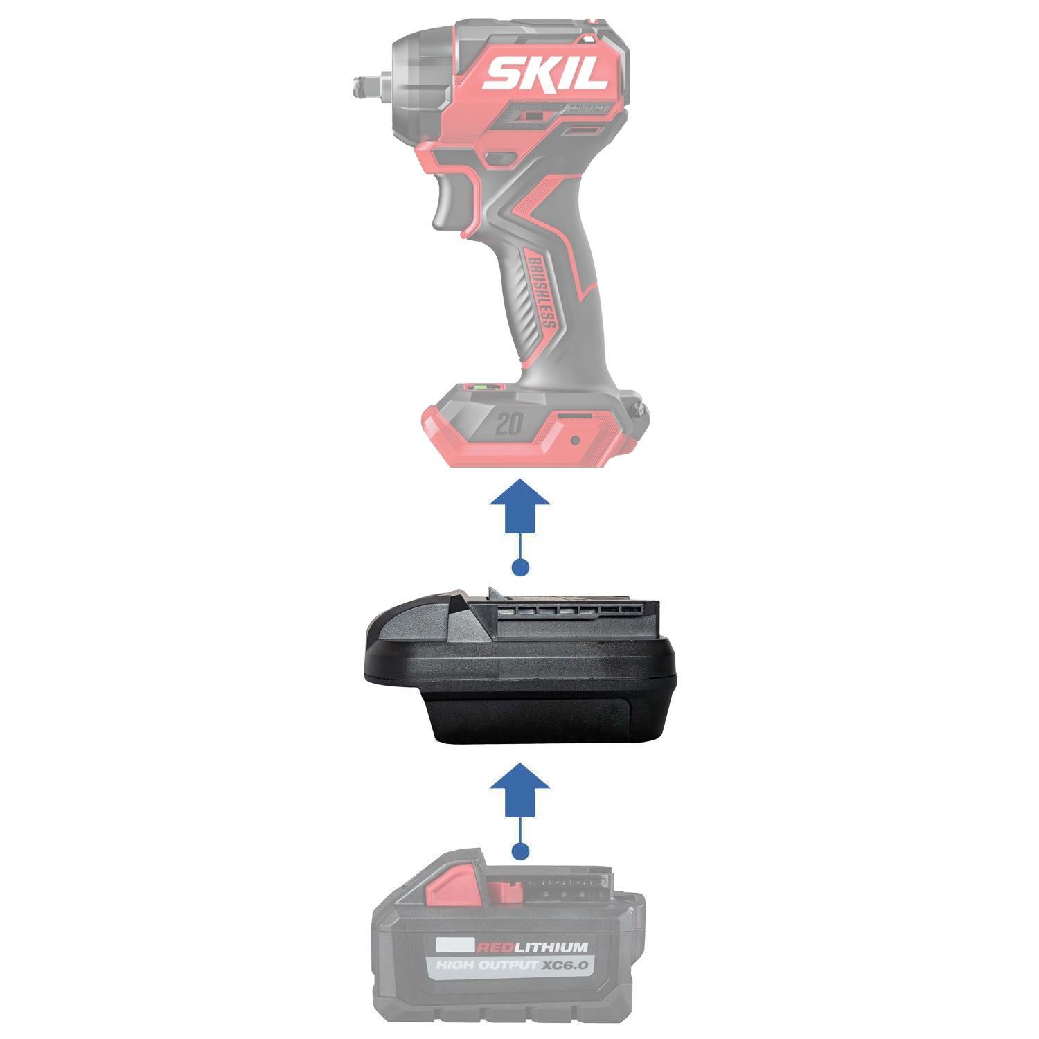 Milwaukee 18V to SKIL 20V Battery Adapter