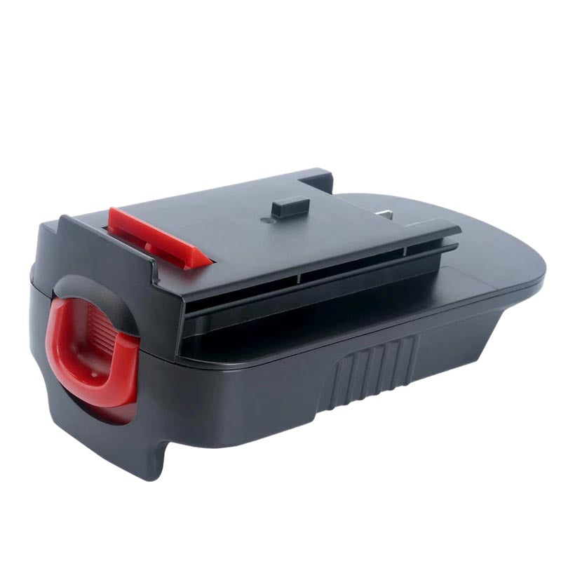 Porter Cable 20V to Black and Decker 18V Ni-Cd battery adapter - tool-side connection, rails, latch and release button