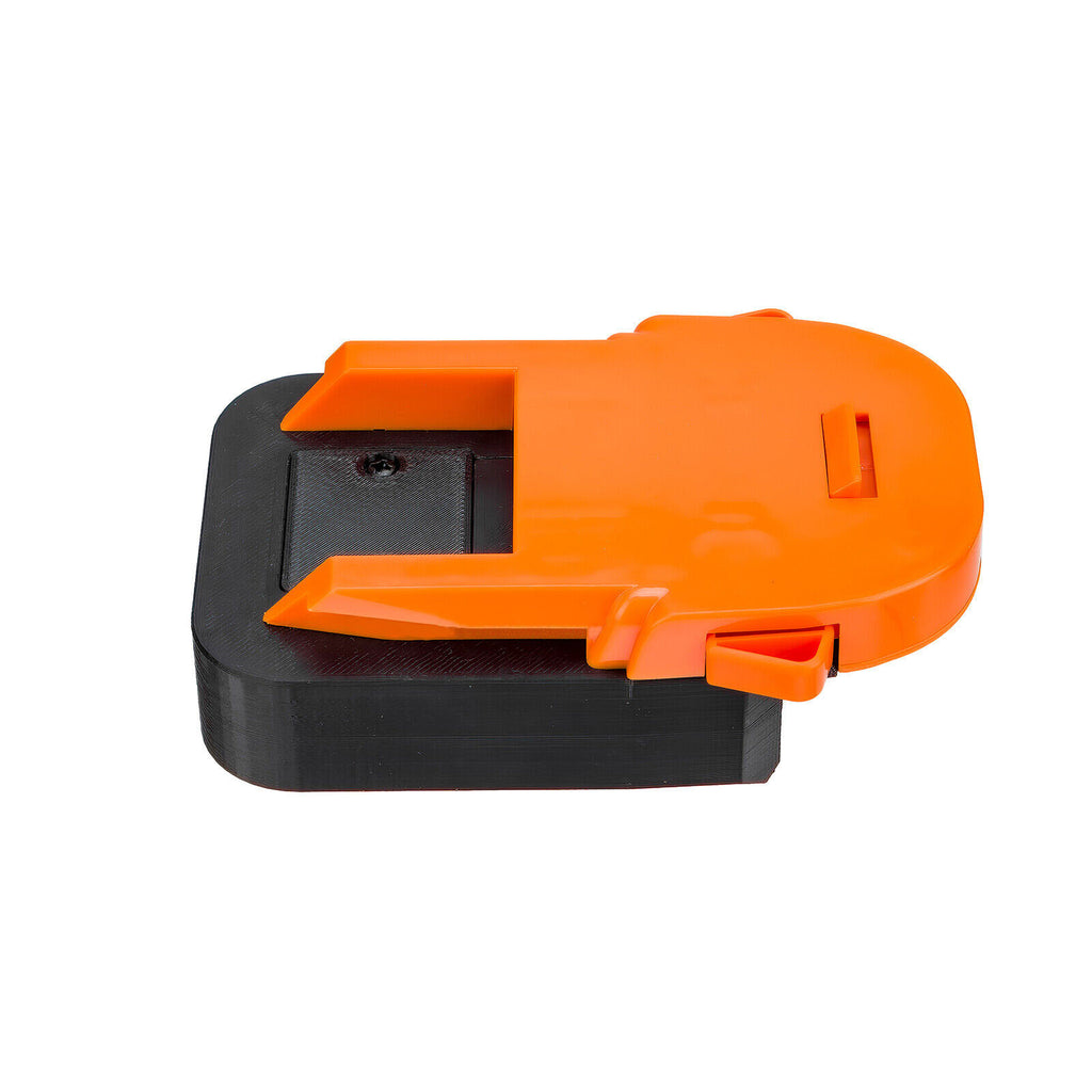 Porter Cable 20V to RIDGID 18V battery adapter - RIDGID tool-side face with the guide rails, terminal block and release latch
