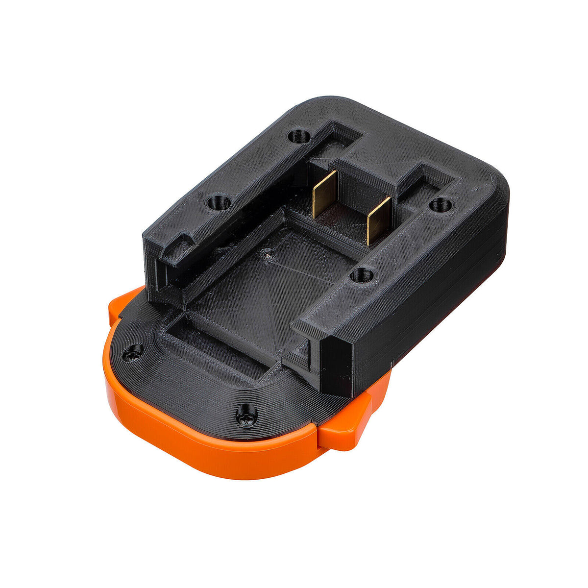 Porter Cable 20V to RIDGID 18V battery adapter - Porter Cable battery-side connection, twin copper terminal blades