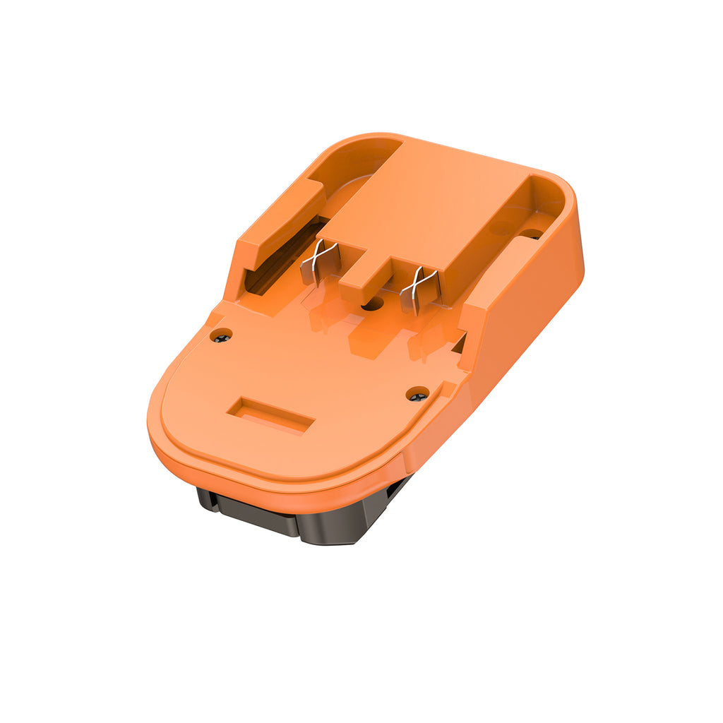 RIDGID 18V to Porter Cable 20V battery adapter - battery-side face with twin copper blades and two screws