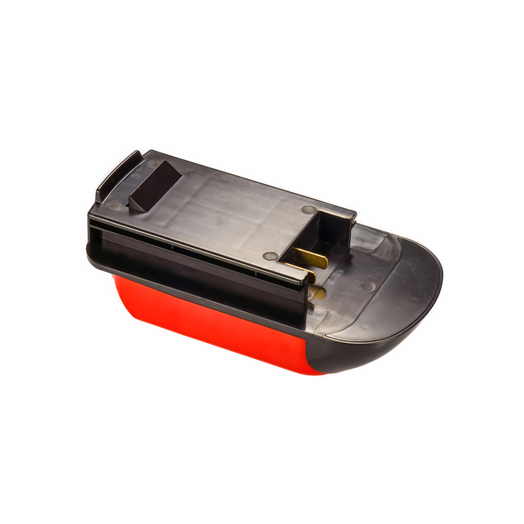 Stanley V20 to Black and Decker 18V Ni-Cd battery adapter - tool-side connection with twin copper blades, red base below