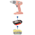 Stanley V20 to Black and Decker 18V Ni-Cd battery adapter - compatibility diagram showing battery, adapter and cordless drill