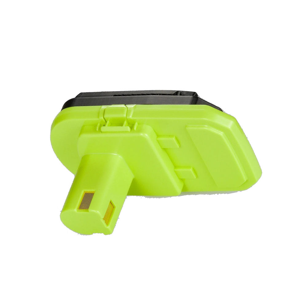 WORX 20V PowerShare (Orange) to Ryobi 18V ONE+ battery adapter - side view with the copper contact in the tool-side post