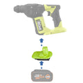 WORX 20V PowerShare (Orange) to Ryobi 18V ONE+ battery adapter - compatibility diagram showing battery, adapter and drill