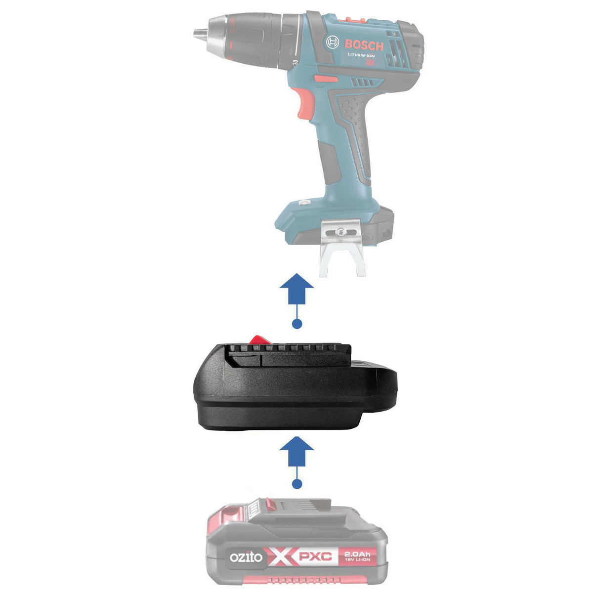 Ozito PXC 18V to Bosch (Blue) 18V Battery Adapter