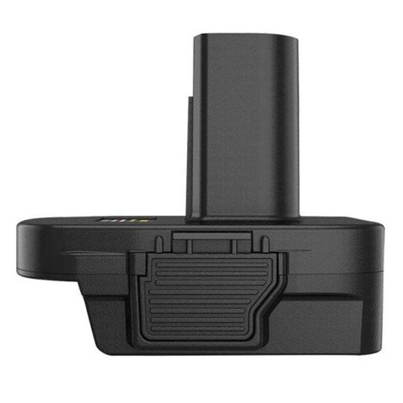 DeWalt 20V MAX to Craftsman 19.2V C3 Ni-Cd battery adapter - side view of the ribbed release catch and vent slots