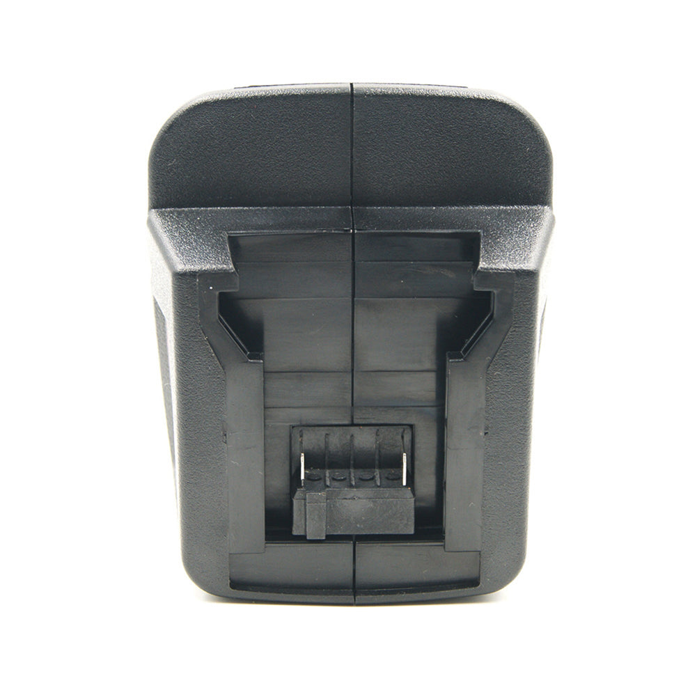Milwaukee M18 to Milwaukee V18 Ni-Cd battery adapter - battery-side connection with the copper terminal block