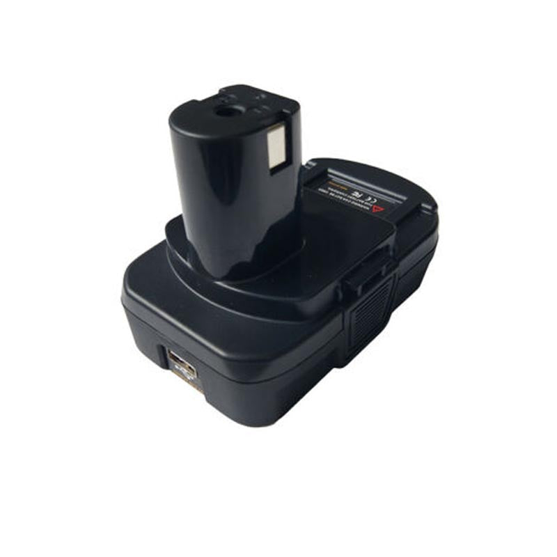 Porter Cable 20V to Ryobi 18V ONE+ battery adapter - USB port on the body below the Ryobi tool-side post and terminal slot